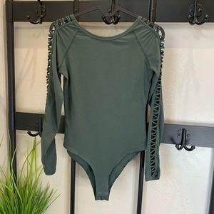 Anthropology, Mustard seed bodysuit, long sleeve, green, size small